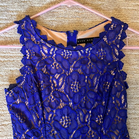 city studio blue floral lace dress - Picture 4 of 6